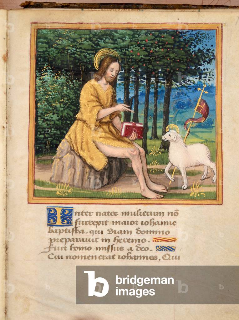 Ms 45 fol.138r John the Baptist, from Preces Variae, c.1500 (gouache & bodycolour on vellum)