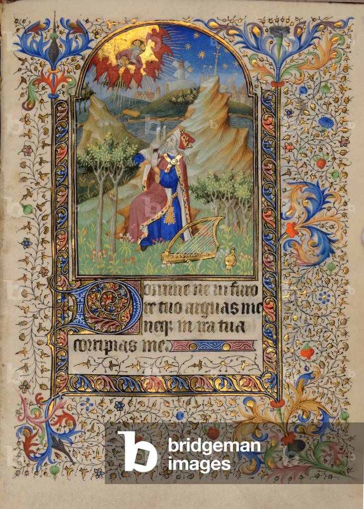 Ms 33 fol.87r King David, from the 'Heures de Nostre Dame', c.1430 (gouache, bodycolour & gilding on vellum)