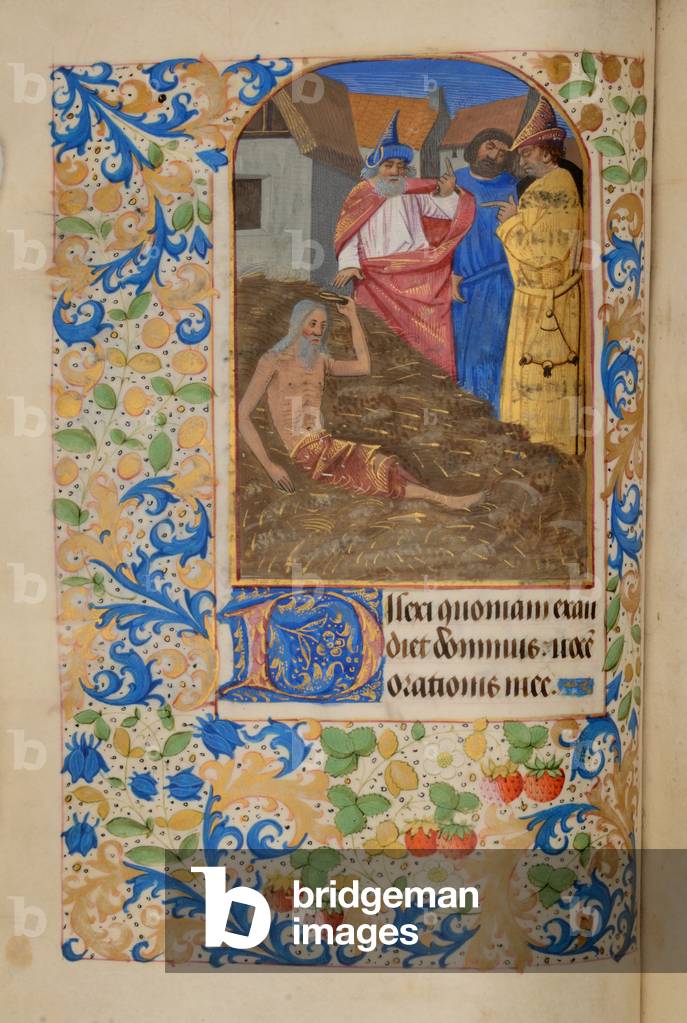Ms 37 fol.137v Job and his Comforters, from the Hours of Elizabeth Plantagenet, c.1475 (gouache & bodycolour on vellum)