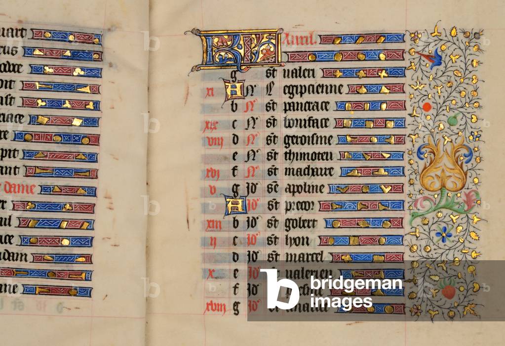 Ms 33 fol.4r Page from the 'Heures de Nostre Dame', c.1430 (gouache, bodycolour & gilding on vellum)