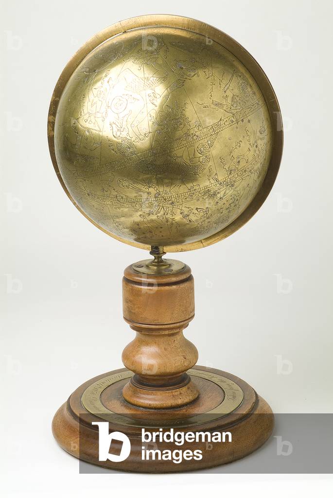 Celestial sphere made for Itiqad Khan, brother in law of Emperor Jahangir, 1623 (brass & silver)