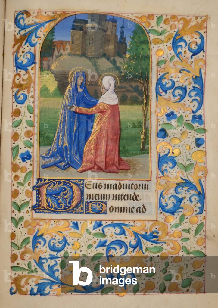 Ms 37 fol.50r The Visitation, from the Hours of Elizabeth Plantagenet, c.1475 (gouache & bodycolour on vellum)