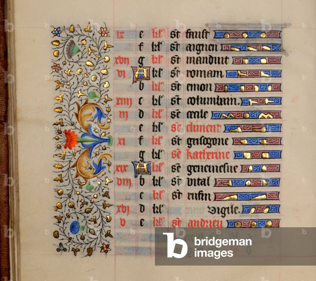 Ms 33 fol.11v Page from the 'Heures de Nostre Dame', c.1430 (gouache, bodycolour & gilding on vellum)