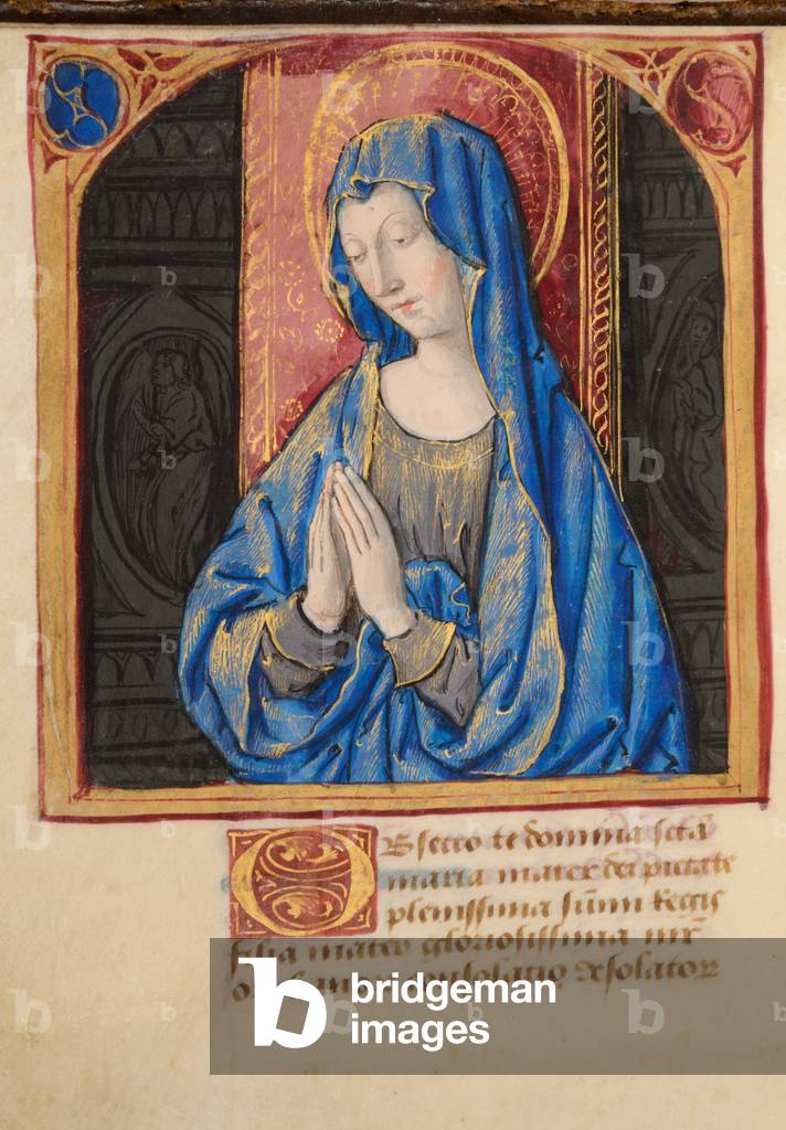 Ms 45 fol.17v The Virgin, from Preces Variae, c.1500 (gouache & bodycolour on vellum)