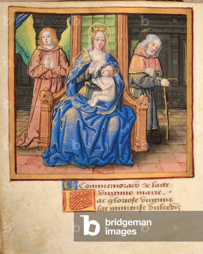 Ms 45 fol.60v Commemoration of the Virgin's Milk, Preces Variae, c.1500 (gouache & bodycolour on vellum)