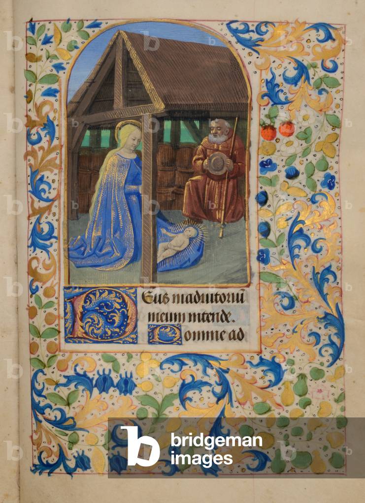 Ms 37 fol.67r The Nativity, from the Hours of Elizabeth Plantagenet, c.1475 (gouache & bodycolour on vellum)