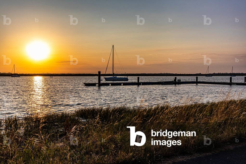 Summer sunset at Rochefort in Charente Maritime, on the river 