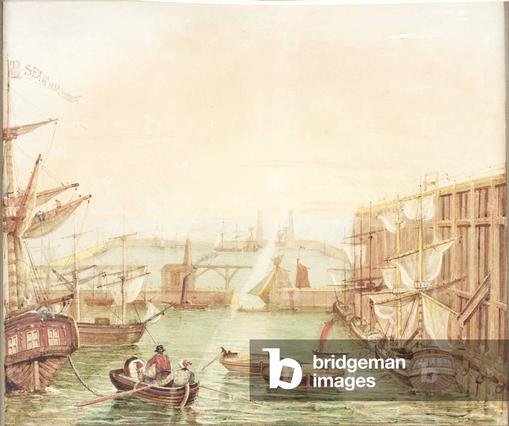 Seaham Harbour, 1832 (w/c, bodycolour, pencil & ink on paper)
