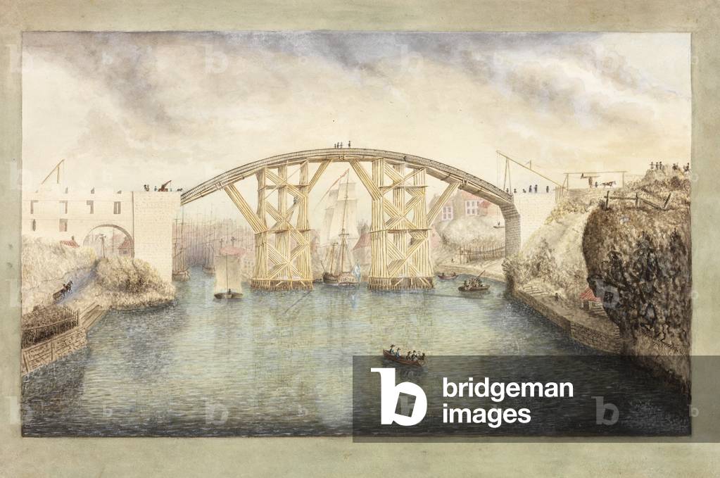 First Sunderland Bridge Under construction (w/c on paper)