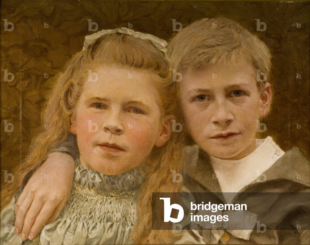 Philip and V.M. Haswell, aged 8 and 6 (oil on canvas)
