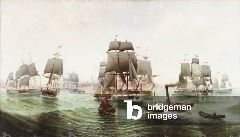 The Baltic Fleet leaving Sunderland, 1887 (oil on canvas)