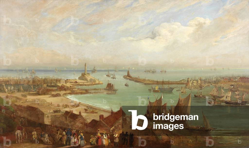 Sunderland Harbour from Roker, c.1850-c.1855 (oil on canvas)