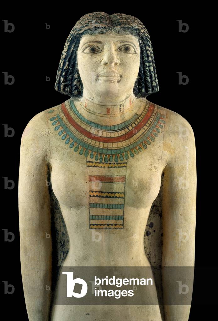Statue of Satmerit, from the Mastaba of Neferherenptah, Giza, late 5th-early 6th Dynasty (painted limestone)