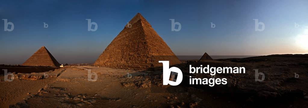 Khafre pyramid northeast corner at sunset (photo)