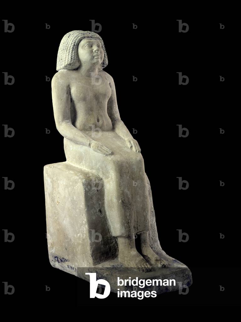 Statue of Meretites, from the Mastaba of Neferherenptah, Giza, late 5th-early 6th Dynasty (painted limestone)