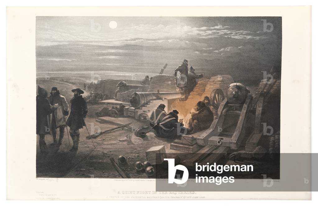 A Quiet Night in the Batteries, illustration from 'The Seat of War in the East', printed by Day & Son, 1855 (colour litho)