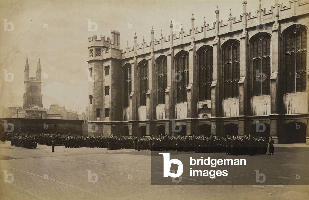 Boys of Christ's Hospital School, Newgate, London (b/w photo)