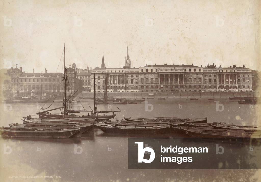 Custom House and Billingsgate Market, London, c.1885 (b/w photo)