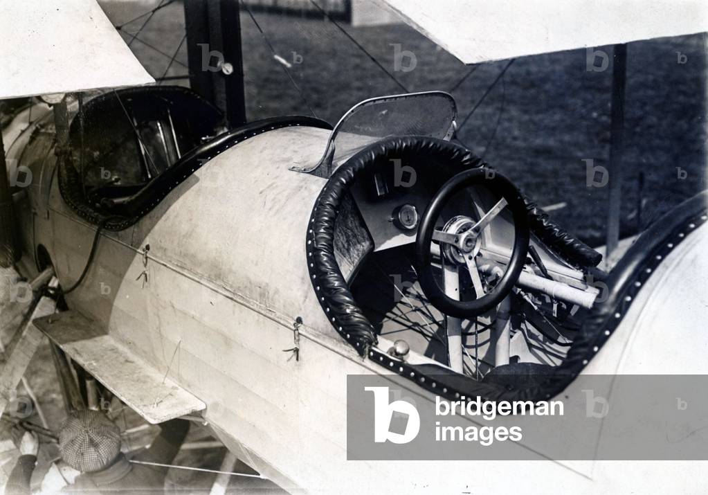 A Bregeut hydroplane, showing seats of the pilot and passenger, 22 August 1913 (b/w photo)