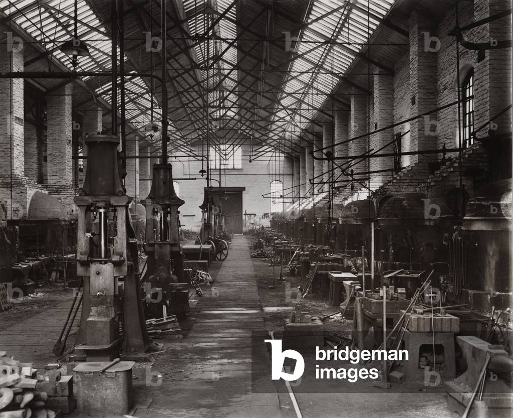 View of a factory interior (b/w photo)