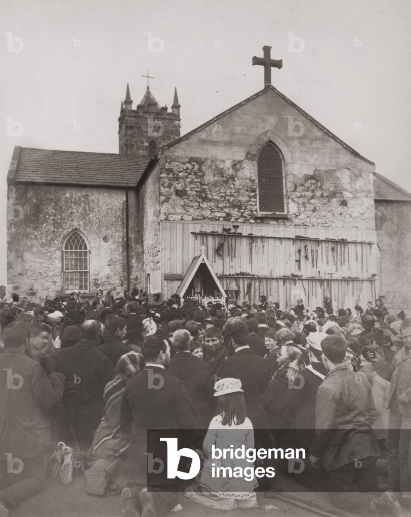 An open air mass at the shrine of Our Lady at Knock, where the faithful report many miraculous cures, Ireland, c.1885 (albumen print)