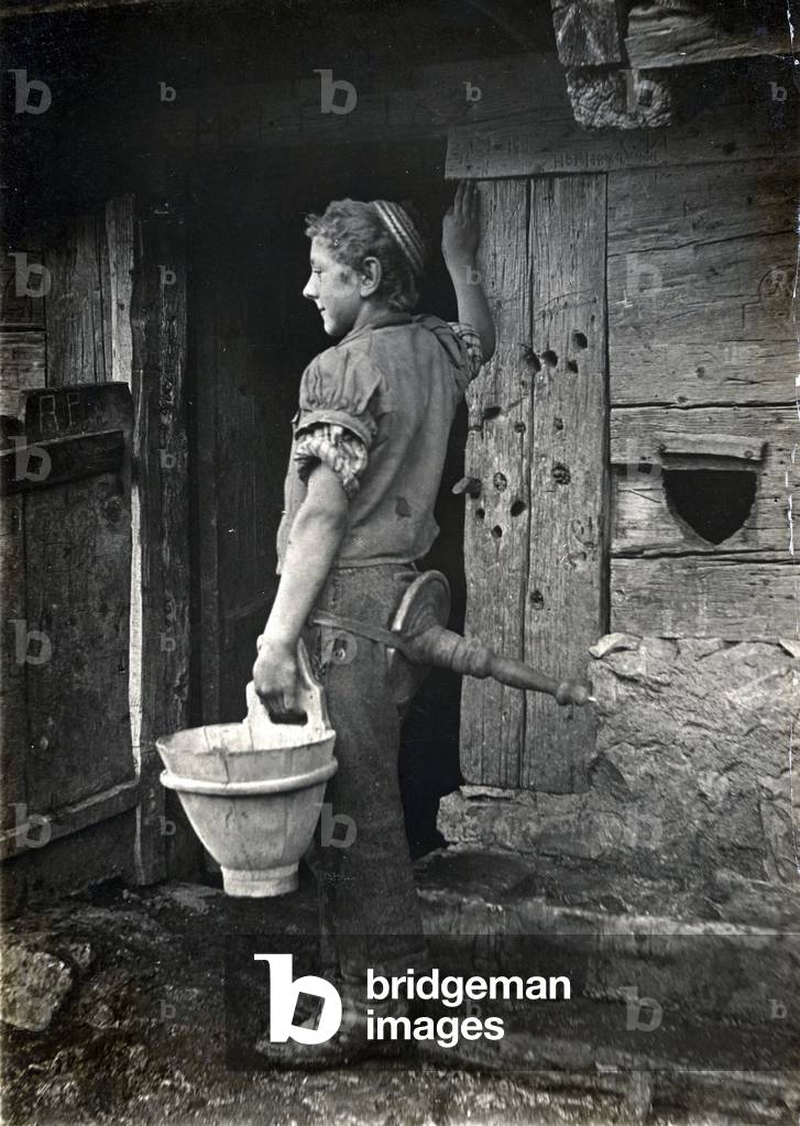 Young farm workers (b/w photo)
