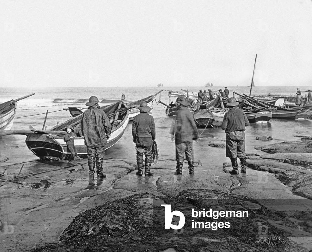 Fishing Boats at Staithes (lantern slide)