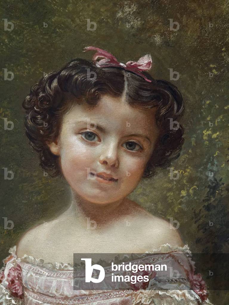 Portrait of Mademoiselle Ehrler (detail) (1861). Leon Riesener (1808-1878). Pastel and charcoal on gray paper glue on canvas. Musee des Beaux-Arts de la Ville de Paris, Pepetit Palais.