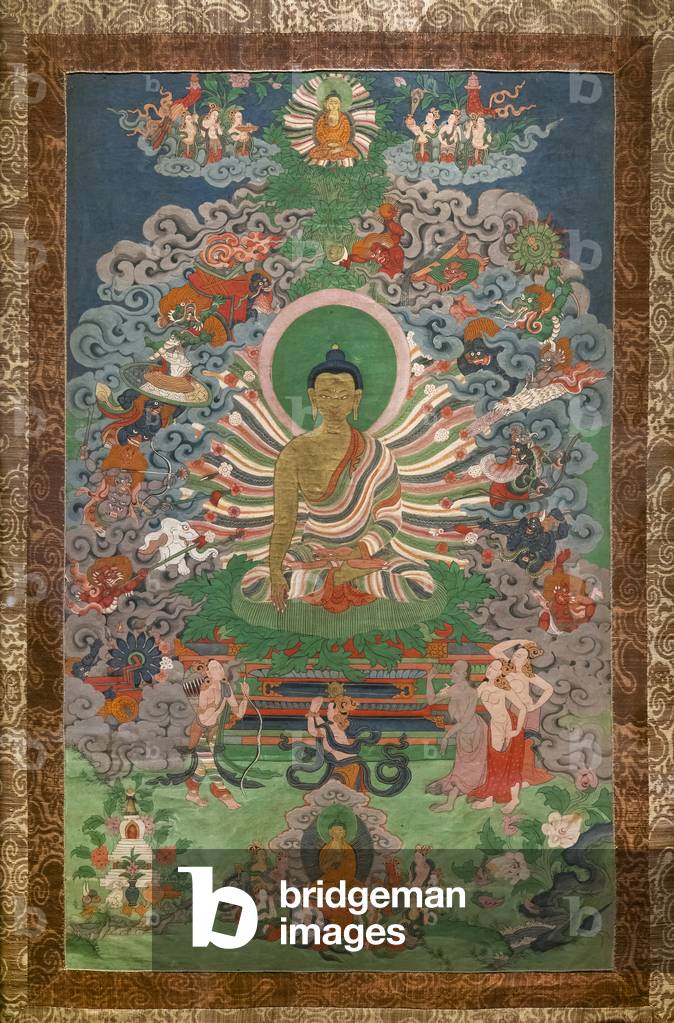 Mara's assaults. East Tibet, second half of the 19th century. Xylography painted on canvas.