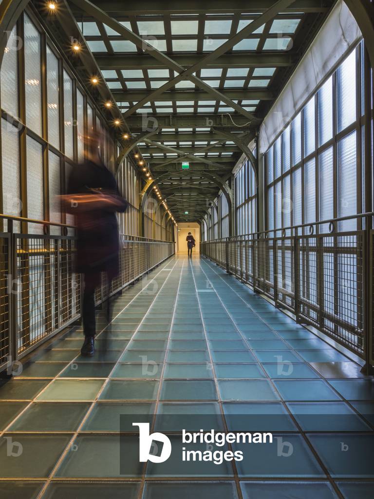 The Orsay Museum. Paris. France - The glass and steel bridge, located at the back of the inner clock, overlooking the central allee - Musee d'Orsay, Paris - Photography 2017