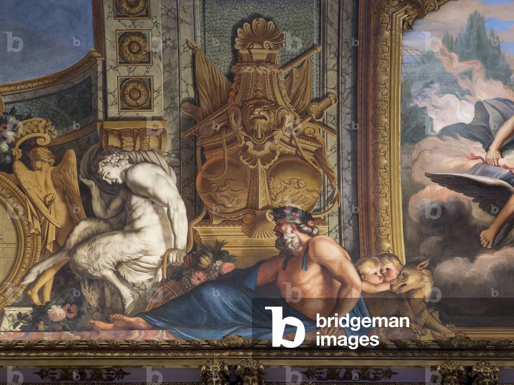 Mythological figures. Painted decor by Francois Perrier (1594-1649), 1645, Galerie doree, Banque de France. Hotel de Toulouse, former hotel de la Villiere, Paris - Hotel de Toulouse, headquarters of the Banque de France -
