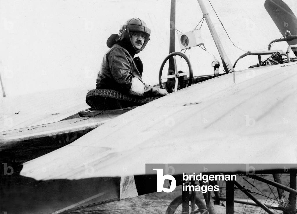 Karl Caspar in a Rumpler Taube, 1914 (b/w photo)