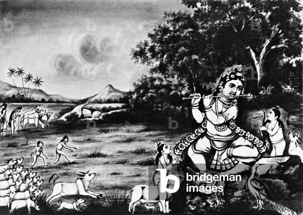 Worship of Krishna, 1910 (b/w photo)