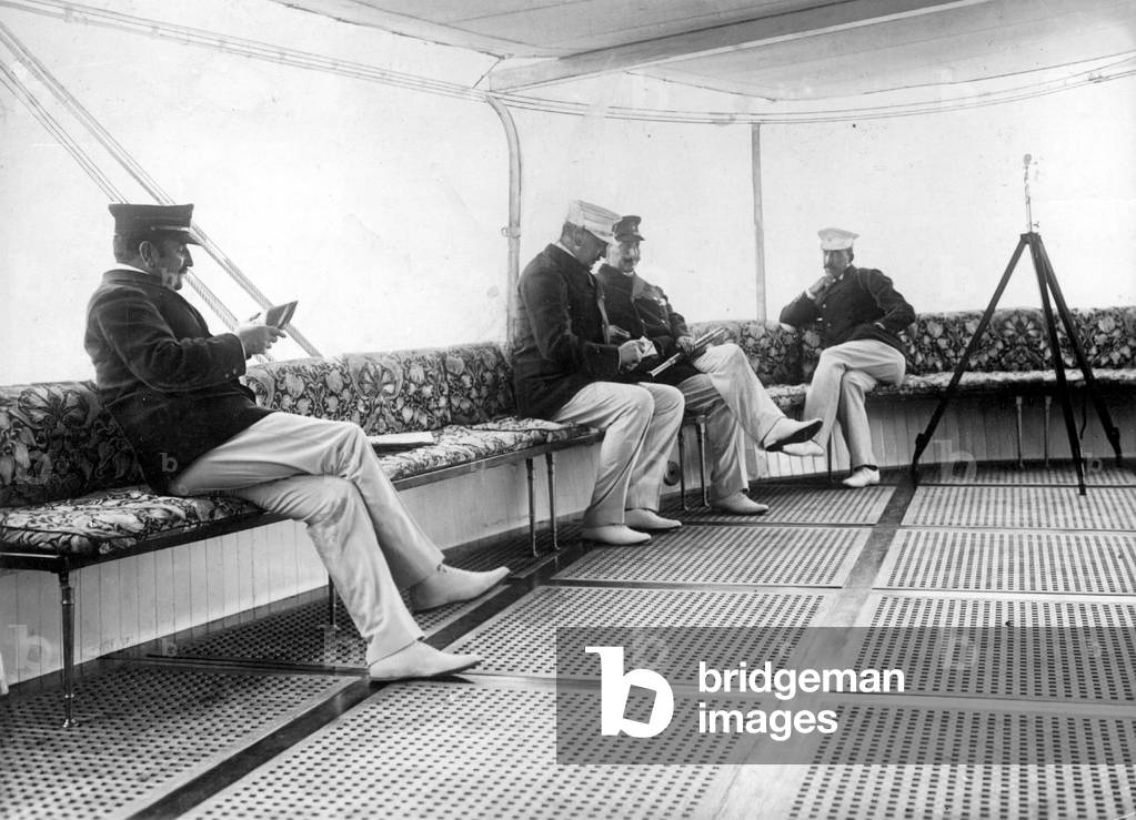 Emperor Wilhelm II aboard the 'Hohenzollern', 1904 (b/w photo)