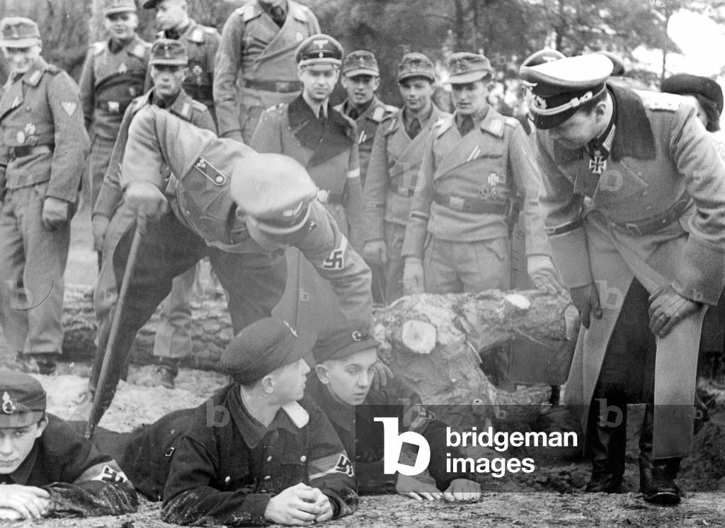 Hitler Youth prepare for war service, 1944 (b/w photo)