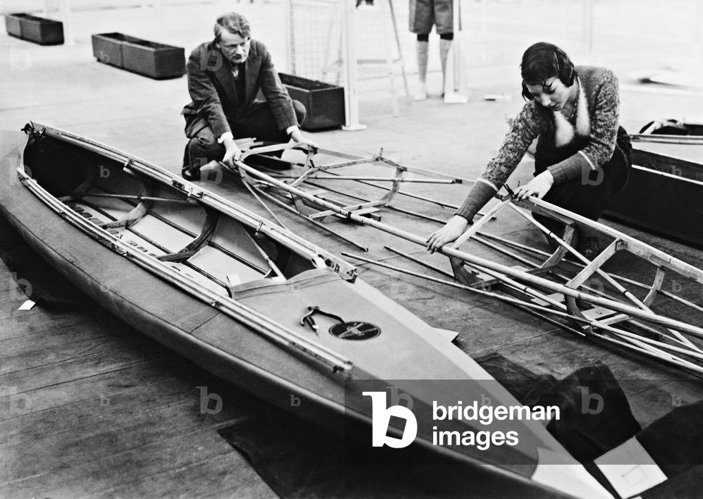 Folding boat exhibition, 1934 (b/w photo)