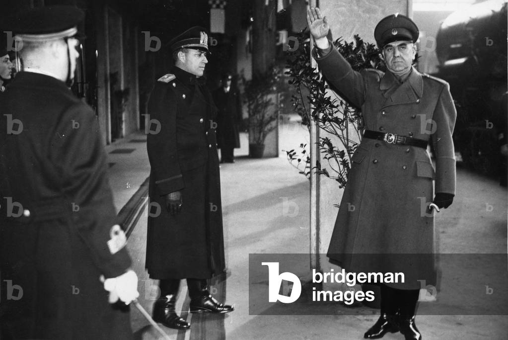 Count Galeazzo Ciano with Ante Pavelic, 1941 (b/w photo)