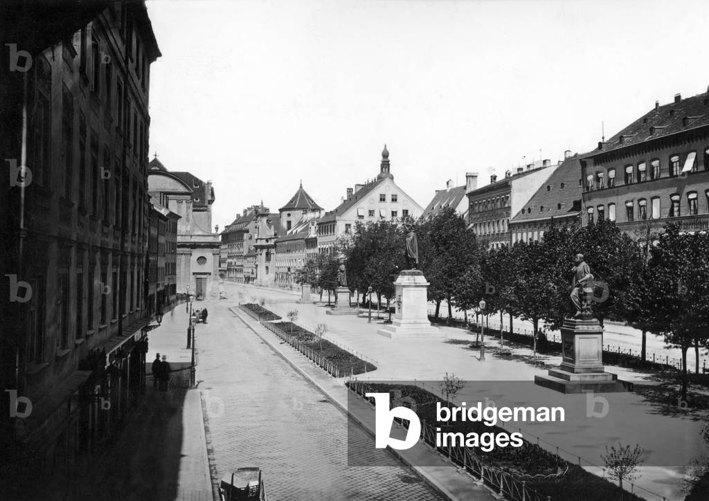 Promenadeplatz in Munich (b/w photo)