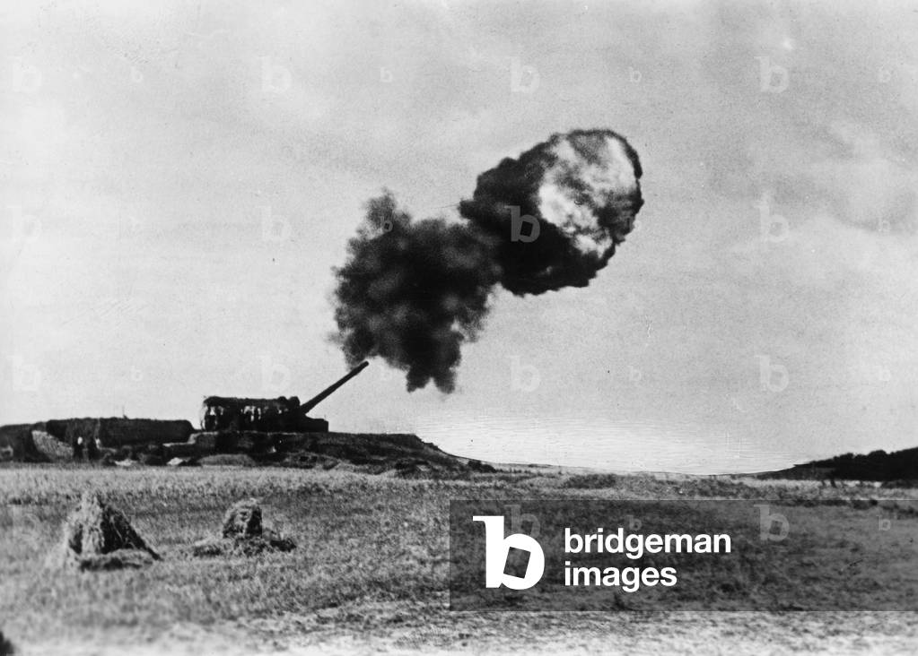 German coast artillery at the Atlantic Wall (b/w photo)