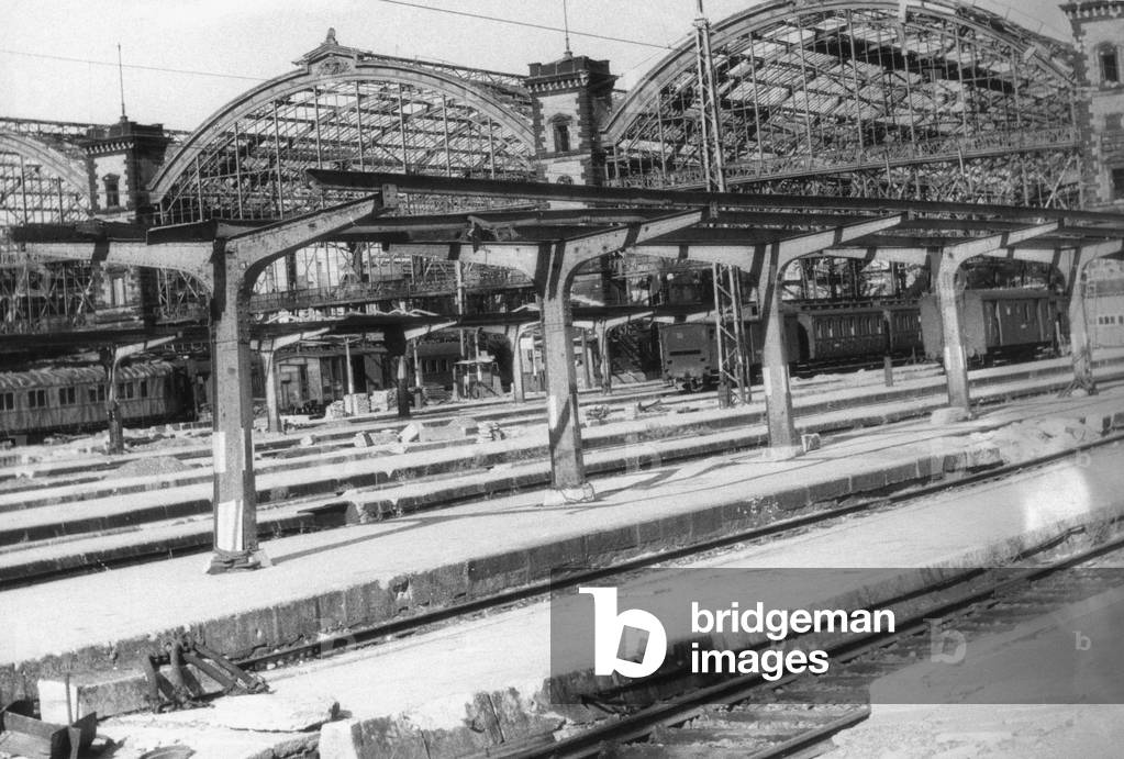 The Munich Central Station after the end of the war, 1945