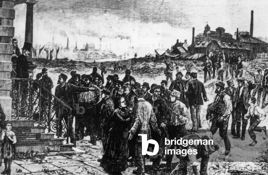 Riot of factory workers, around 1800