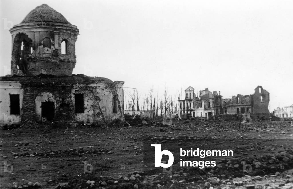 Destroyed church in Kholm , 1942 (b/w photo)