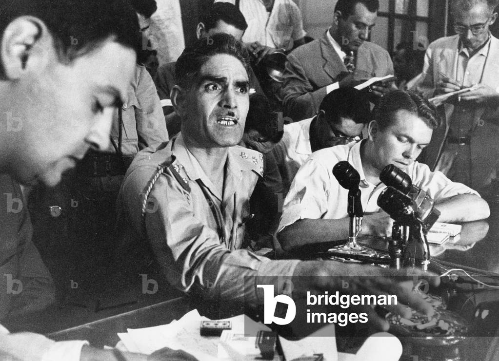 Abd al-Karim Qasim during a coup d'etat in Iraq, 1958 (b/w photo)