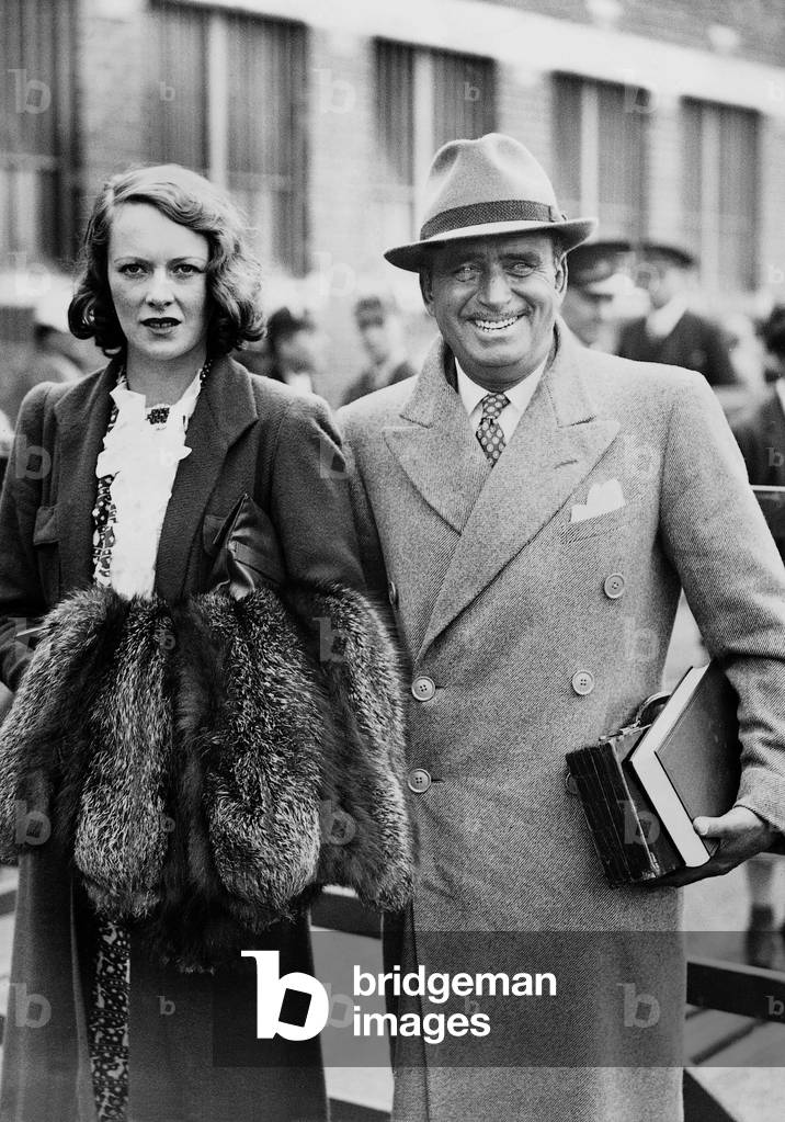 Douglas Fairbanks and his wife Sylvia Ashley in Southampton, 1936 (b/w photo)