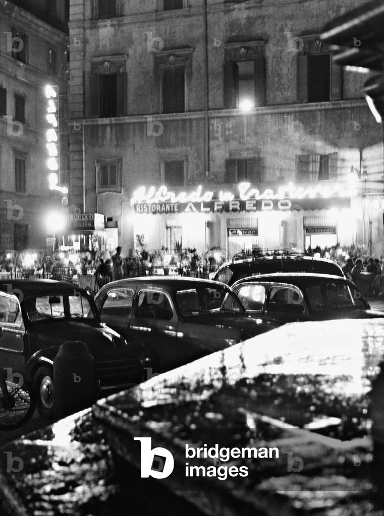 Piazza Santa Maria in Trastevere, 1969 (b/w photo)