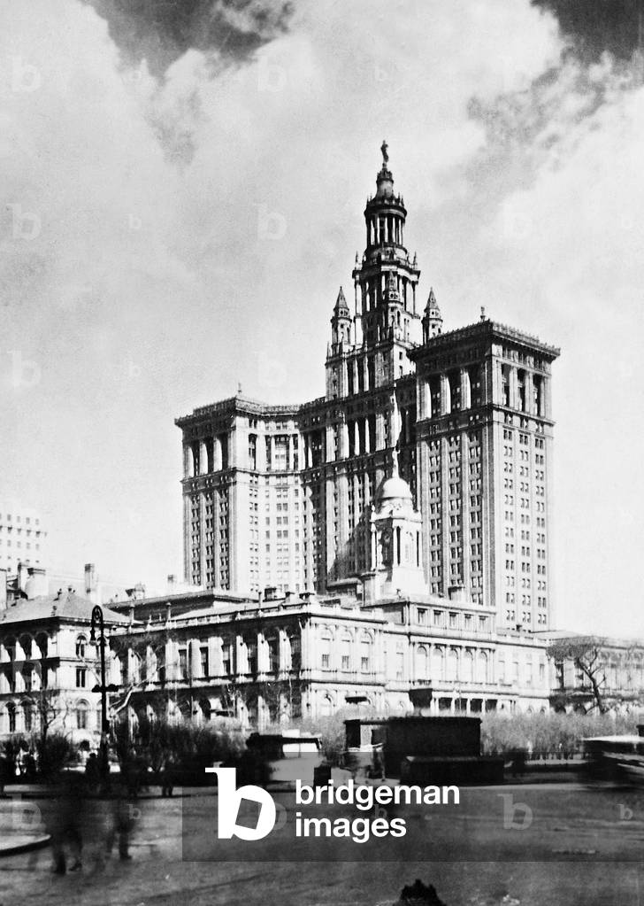 Old and new city hall in New York, 1927 (b/w photo)