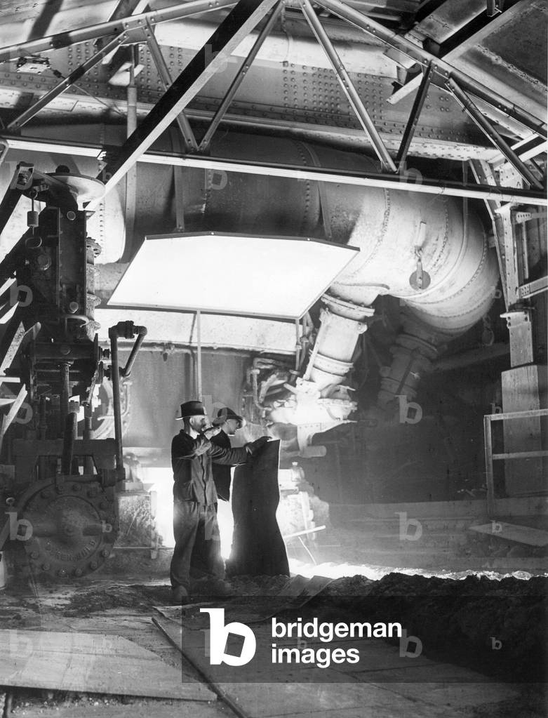 Furnace in Gelsenkirchen, 1937 (b/w photo)