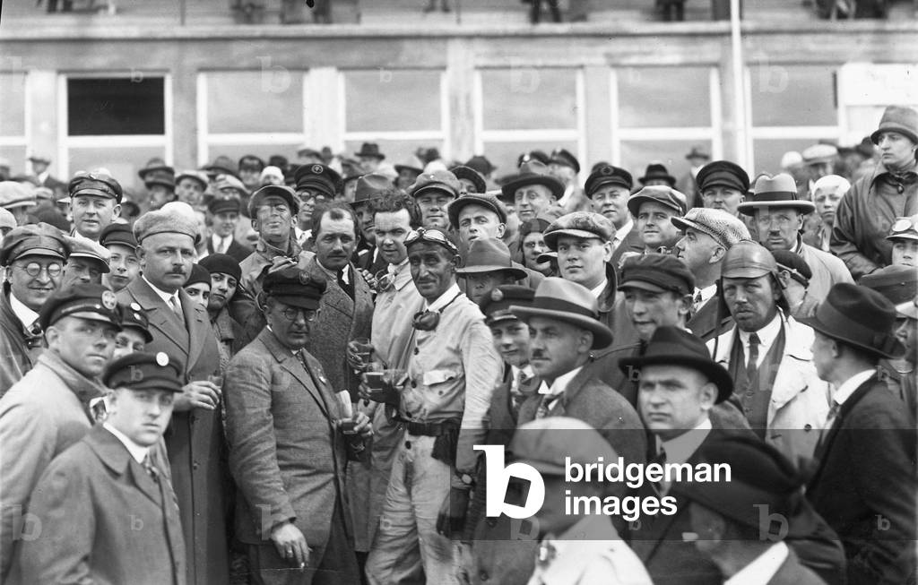 Ferdinand Porsche with Rudolf Caracciola, 1927 (b/w photo)