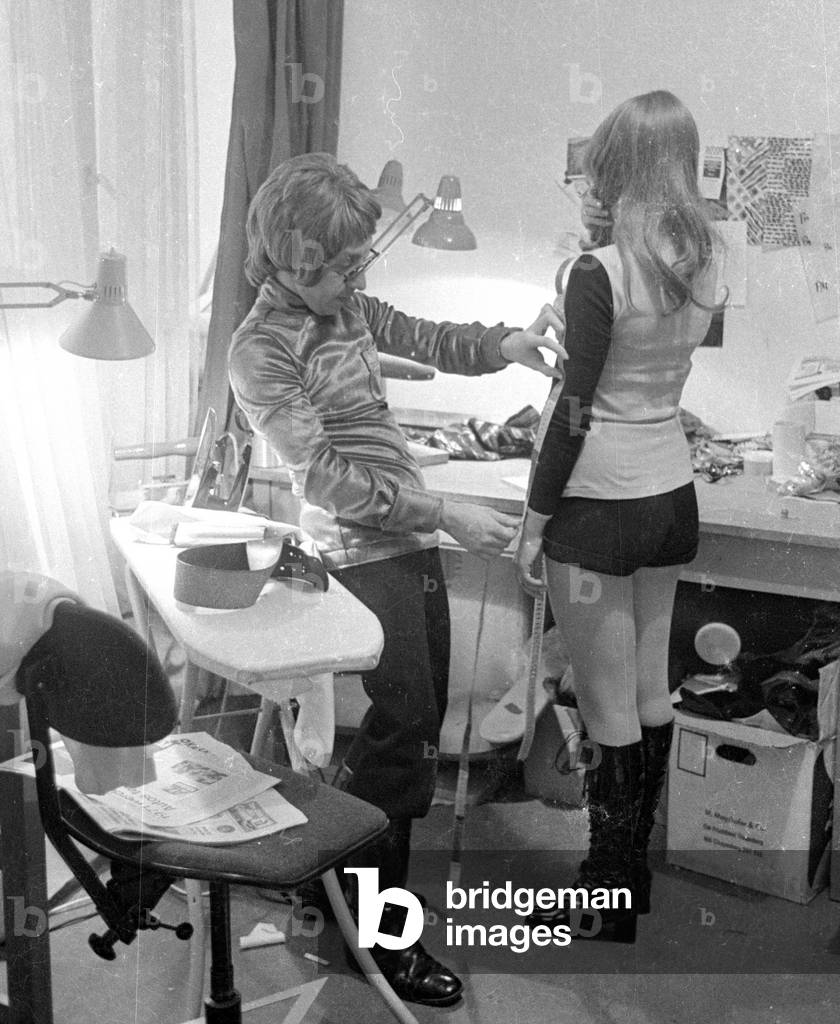 Model wearing hot pants, 1971 (b/w photo)