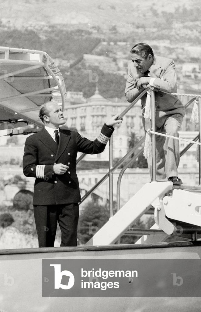 Aristotle Socrates Onassis with Willy Schlatermund, 1956 (b/w photo)